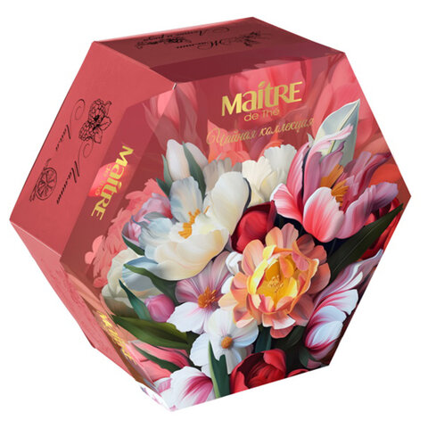 Чай MAITRE "Цветы" ассорти 12 вкусов, НАБОР 60 пакетиков, баж 082