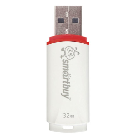 Флеш-диск 32 GB, SMARTBUY Crown, USB 2.0, белый, SB32GBCRW-W