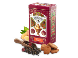 Черный чай и имбирное печенье в подарочной упаковке, Цвет бордо