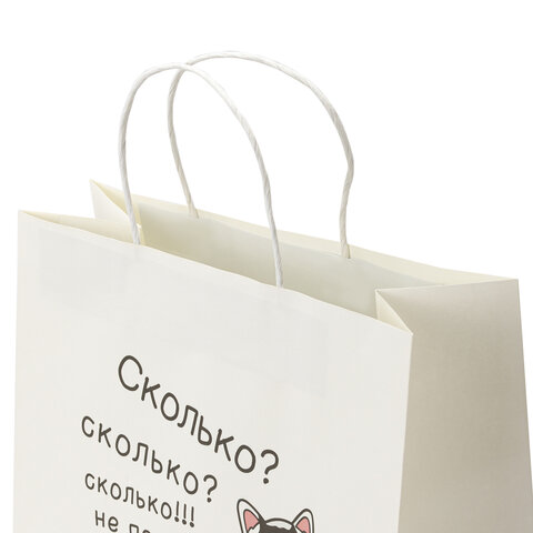 Пакет подарочный (1 штука) 26х13х32 см (L) "Сколько?", крафт, ЗОЛОТАЯ СКАЗКА, 700856