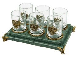 Набор для водки «Событие», Цвет зеленый/прозрачный/бронзовый