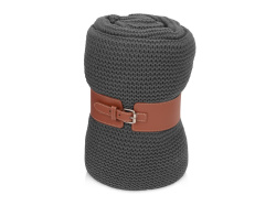 Плед акриловый «Chain» без кожаного ремня, Цвет темно-серый, коричневый