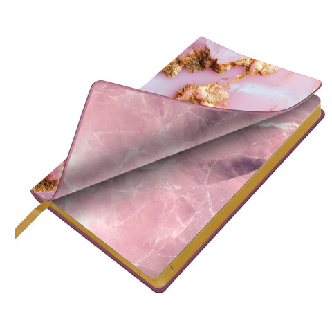 Ежедневник датированный 2027, А5, 138x213 мм, BRAUBERG "Vista", под кожу, гибкий, "Pink marble", 117983