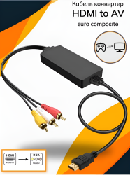 Кабель-конвертер H73  HDMI на AV, euro composite / Позволяет использовать простое подключение мультимедийного ПК к телевизору