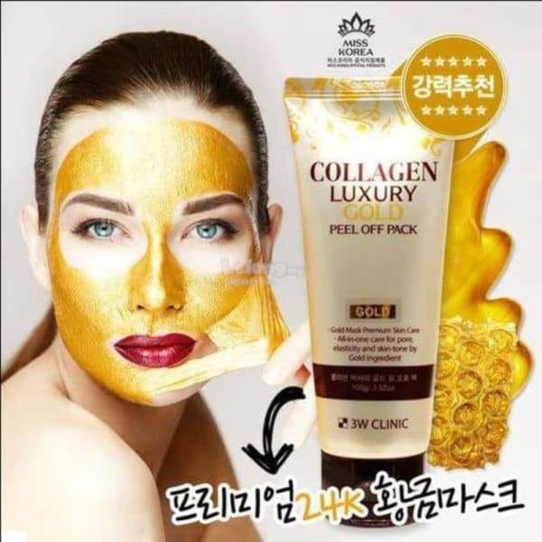 Универсальная маска-пленка с 24-каратным золотом и коллагеном 3W Clinic Collagen Luxury Gold Peel Of