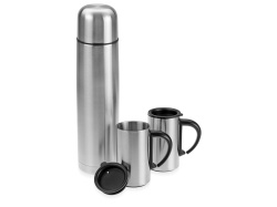 Набор «Коретто»: термос и 2 термокружки v.2, Цвет серебристый