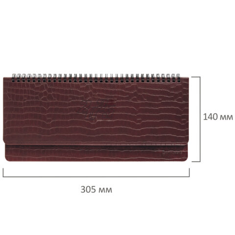 Планинг датированный 2025 305х140 мм BRAUBERG "Comodo", под кожу, темно-коричневый, 115691