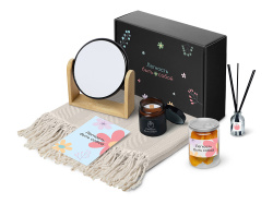 Подарочный набор «Re:f. Shelter»  с пледом, зеркалом, свечой и диффузором, Цвет бежевый