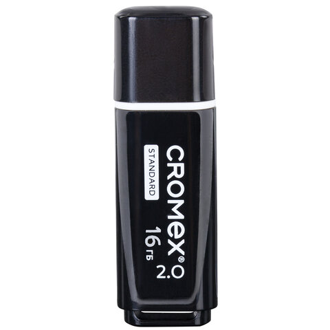 Флеш-диск 16 GB, CROMEX (КРОМЕКС) Standard USB 2.0, черный, 514158