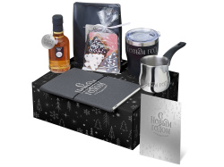 Подарочный набор «Re:Routine» с туркой, термокружкой и кофе, Цвет серый