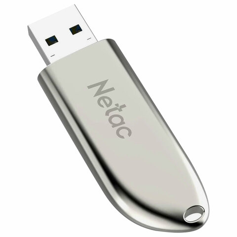 Флеш-диск 64 GB NETAC U352, USB 2.0, металлический корпус, серебристый, NT03U352N-064G-20PN