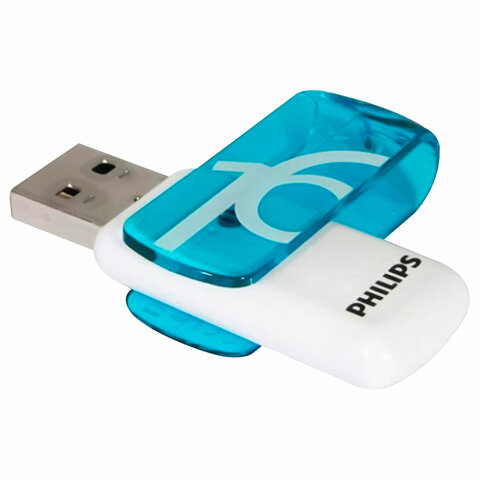 Флеш-диск 16 GB PHILIPS VIVID, разъем USB 2.0, синий, FM16FD05B/97