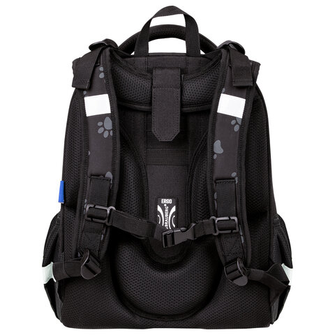 Ранец BRAUBERG LUMINOUS, 2 отделения, с брелоком, "Лапки", СВЕТЯЩИЙСЯ РИСУНОК, 38х29х16 см, 271366