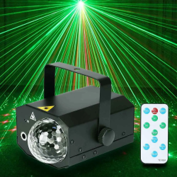 Лазерный проектор для вечеринок, концертов, дискотек, черный  / Проецирует перемещение цветных фигур на стену