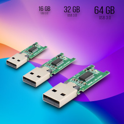 Чип памяти для флешки USB 3.0 Designer 16-64 GB, скорость записи 18 Mb/s, скорость чтения 70 Mb/s, размер памяти в ассортименте / Возможность нанесения гравировки