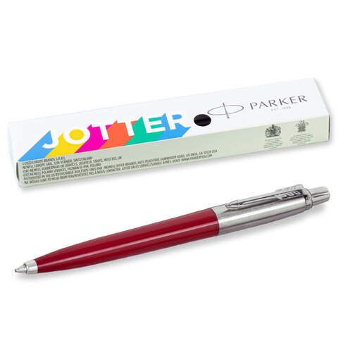 Ручка шариковая PARKER "Jotter Plastic CT", корпус красный, ежедневник А5 красный, пакет, 880897