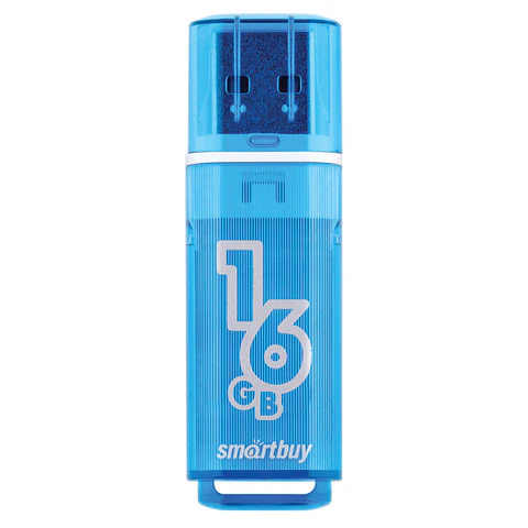 Флеш-диск 16 GB, SMARTBUY Glossy, USB 2.0, синий, SB16GBGS-B