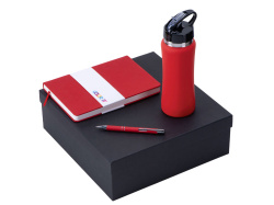 Подарочный набор "Color it" с блокнотом, металлической ручкой и бутылкой, Размер магнитная обложка, Цвет красный