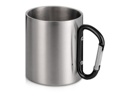 Кружка из стали с ручкой-карабином «Elbrus», Цвет серебристый, черный