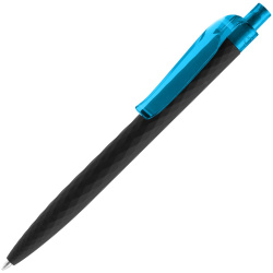 Ручка шариковая Prodir QS01 PRT-T Soft Touch, черная с голубым, 14х1 см