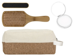 Подарочный набор с расческой, пилкой для ногтей, бальзамом для губ в косметичке, Цвет белый