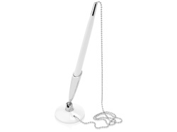 Ручка пластиковая шариковая на подставке «Холд», Цвет белый/серебристый