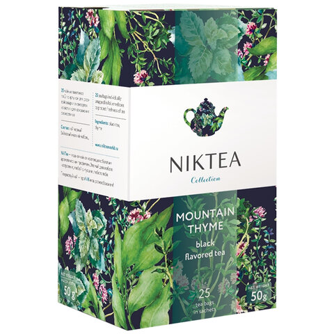 Чай NIKTEA "Mountain Thyme" черный с чабрецом, 25 пакетиков в конвертах по 2 г, TALTHA-DP0055