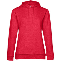 Толстовка с капюшоном женская Hoodie, красный меланж, XS–XXL