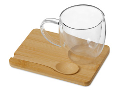 Кружка с двойными стенками на подставке с ложкой «Teatrio», Цвет прозрачный