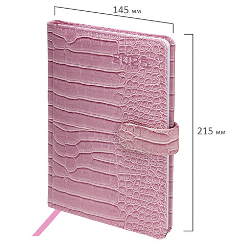 Еженедельник датированный 2025, А5, 145х215 мм, BRAUBERG "Party", под кожу, коралловый, 115968