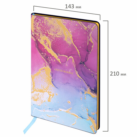 Блокнот А5 (143x210 мм), BRAUBERG VISTA "Marble", под кожу, гибкий, 80 л., 112063