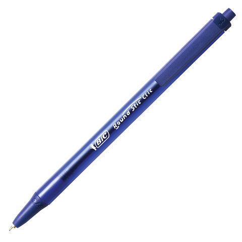 Ручка шариковая автоматическая BIC "Round Stic Clic", СИНЯЯ, узел 1 мм, линия письма 0,32 мм, 926376