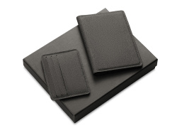 Подарочный набор «Consul»: обложка для паспорта и картхолдер, Цвет серый