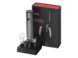 Набор аксессуаров для вина с электрическим штопором и док-станцией «Palermo», Цвет темно-серебристый, черный, прозрачный