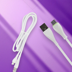 Кабель R20 USB Type-A - Micro, длина 1200мм, резиновый, белый / Надежность и удобство для повседневного использования