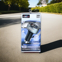 Автомобильное зарядное устройство CARLIVE MR49A, 2 USB + Type-C, QC3.0/PD, 60 Вт, 5V/3.1A, черный / Максимальная мощность для быстрой зарядки