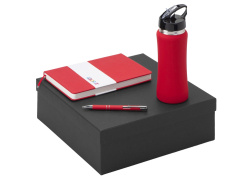 Подарочный набор "Color it" с блокнотом, металлической ручкой и бутылкой, Размер твердая обложка, Цвет красный