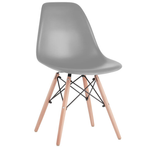 Стулья BRABIX "Eames CF-010", КОМПЛЕКТ 4 шт., пластик серый, опоры дерево/металл, 532632, 2033A