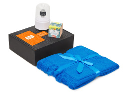 Подарочный набор «Re:y. Grow» с пледом, увлажнителем и набором для выращивания, Цвет синий