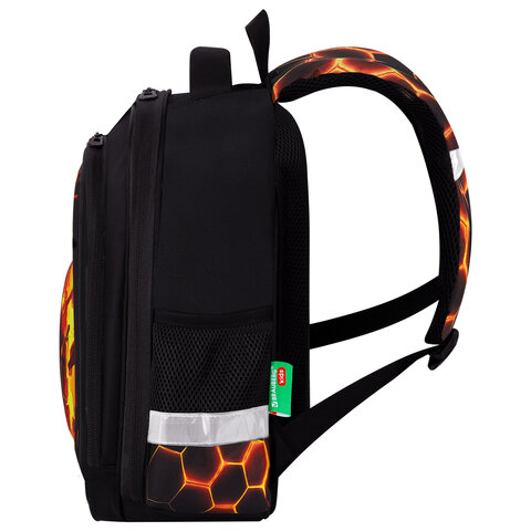 Ранец BRAUBERG KIDS STANDARD, 2 отделения, "Лава-мяч", объемный дизайн, 36х28х14 см, 273147