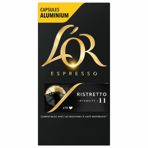 Кофе в алюминиевых капсулах L'OR "Espresso Ristretto" для кофемашин Nespresso, 10 порций, ФРАНЦИЯ, 4028609