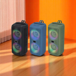 Портативная Bluetooth колонка LM-897, 10 Вт, RGB-подсветка, поддержка карт памяти, цвет в ассортименте / Яркий звук для любой вечеринки