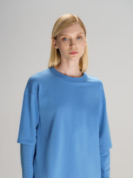 Футболка оверсайз с двойным рукавом Kosmos, синяя, XS–XXL