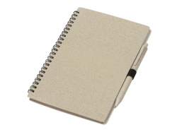 Блокнот А5 «Toledo M» с обложкой из пшеницы и пластика и шариковой ручкой, Размер A5, Цвет бежевый