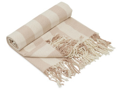 Плед «Reglet» из хлопка с бахромой, Цвет бежевый