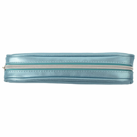 Пенал-косметичка BRAUBERG "SPARKLE" на молнии, мягкий, голубой, 22х4х7 см, 270051