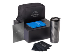 Подарочный набор «Re:m. Road»  с термокружкой, косметичкой и обложкой для паспорта, Цвет синий