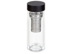 Стеклянная термобутылка «Glassir», 500мл, Цвет черный/прозрачный