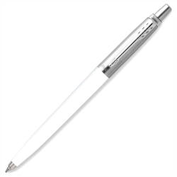 Ручка шариковая PARKER "Jotter Orig White", корпус белый, детали нержавеющая сталь, синяя, RG0032930