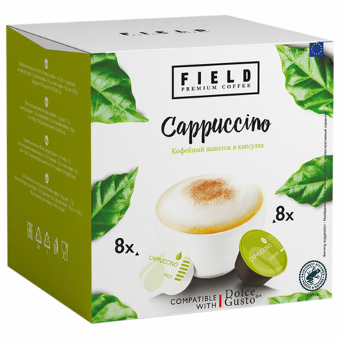 Кофе в капсулах FIELD "Cappuccino", для кофемашин Dolce Gusto, 8 порций (16 капсул), ГЕРМАНИЯ, C10100104015